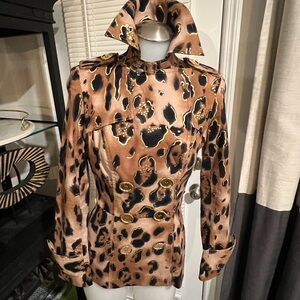 Cache Gold Leopard Print Coat Linen Blend Size Small Stunning!!! Rare Deadstock